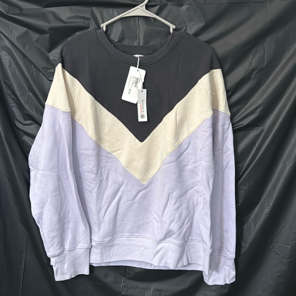Purple, Beige and grey sundry evereve crewneck hoodie